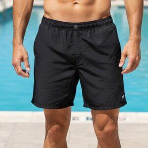 Speedo Men's Shorts Black Size L pockets snap and zipper closure back elastic